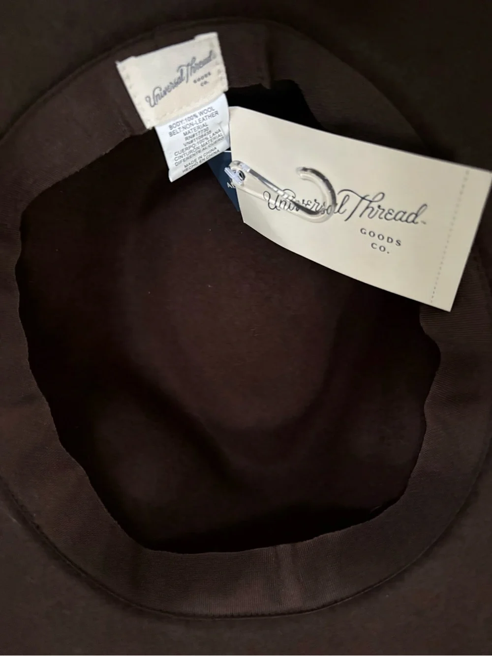 Universal Thread Chocolate Brown Wool Wide-Brim Hat with Leather Like Band